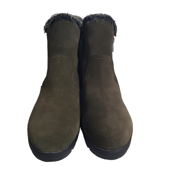 Easy Spirit Adabelle Dark Green Leather Faux Fur Casual Winter Bootie Sz 8M, 7M